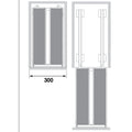 Dispensa Junior MR Set 300mm Silver Brand: Kesseböhmer Material: Steel extension frame, wire baskets with removable plastic tray base Finish: Silver powdered coated extension frame and basketsGrey tray base Load capacity: 24kg (max 12kg per shelf) Type of