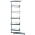 Project Plus Dispensa Pantry Brand: Kesseböhmer Material: Steel support frame, wire baskets Finish: Powder-coated silver extension,Chrome plated Polished baskets Number of baskets: 5 Load capacity: 70 kg Version: Height adjustable, full extension Internal