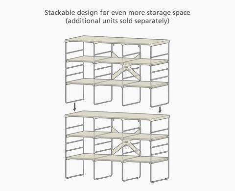 Level™ Plus Large Adjustable Ecru Shoe Rack