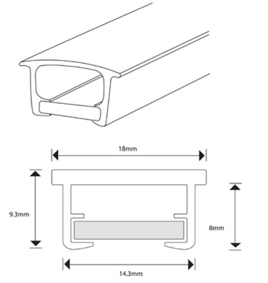 Krome Led Recessed Channel 3m