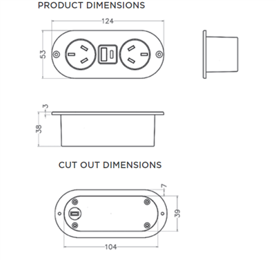 Krome In Drawer Power Point With Usb-A/C