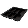 Classico 500 Non-Slip Cutlery Tray | Various Sizes Area of application: Suitable for drawers with depth of 500 mm Material: Plastic, vacuum formed Colour: Black Finish: Globe with non-slip surface coating Height: 51 mm Insert depth: 520 mm Thickness: 2.5
