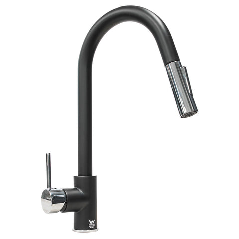 Häfele Gooseneck Mixer Tap in black chrome