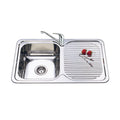 Single Bowl Sink R/H Drainer Features: Right hand drainer820 x 500 x 180 mm (L x W x D)Polished stainless steel with rolled edgeSupplied with 1 designer waste Material: Stainless steel grade 304, 18/10 Thickness: 0.8mm Mounting: Top mount only, sink clips