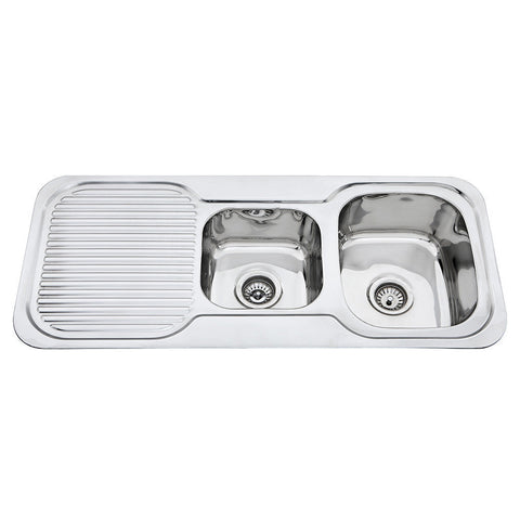 Häfele 1 & 3/4 Bowl Sink with left-hand drainer in polished stainless steel