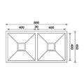 Squareline Double Bowl Sink Features: 880 x 450 x 200 mm (L x W x D)2 x 32L capacity18/10 Stainless steel brushed finish5 mm Internal radiusDouble bowl Push/pull plug and waste connectionsWatermarked designer waste Mounting: Top mount and under mount. Bow
