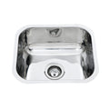 Undermount Single Bowl Sink Features: 445 x 395 x 180 mm (L x W x D)Polished stainless steelSupplied with 1 designer waste Material: Stainless steel grade 304, 18/10 Thickness: 0.8mm Mounting: Undermount only, sink clips included Note: There is no hole fo