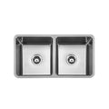 Squareline Plus Double Bowl Features: 0.8mm Thick Premium 18/10 Stainless Steel Satin Polish FinishWatermark waste25mm radius Satin Polished2 x 25L CapacityTop mount and undermount installation options Bowl Configuration: Double Bowl Drainer Configuration