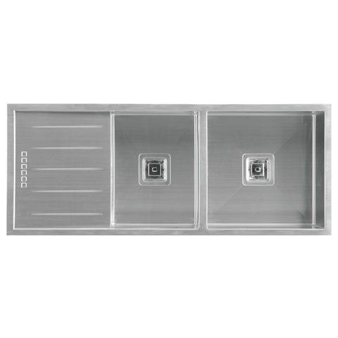 Häfele Squareline 1 & 3/4 Bowl Sink with Drainer in brushed stainless steel