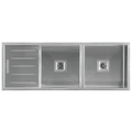 Häfele Squareline Double Bowl Sink with Drainer in brushed stainless steel
