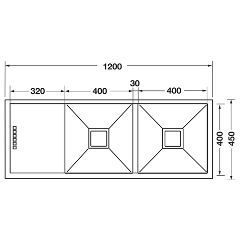 Häfele Squareline Double Bowl Sink with Drainer in brushed stainless steel