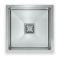 Squareline Single Bowl Linen Sink Features: 450 x 450 x 200 mm (L x W x D)32L capacityStainless steel, linen finish5 mm Internal radiusSingle bowlPush/pull plug and waste connectionsWatermarked designer waste Bowl Size: 400 x 400 x 200mm (L x W x D) Mount