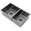 Squareline 1 & 3/4 Bowl Sink - Linen Features: 780 x 450 x 200 mm (L x W x D)1 x 32L & 1 x 24L capacityStainless steel, linen finish5 mm Internal radius1 & 3/4 bowlPush/pull plug and waste connectionsWatermarked designer waste Bowl Size: 32L: 400 x 400 x