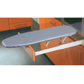 Ironfix Drawer Mounted Ironing Board Material: Steel fittingsCotton ironing board cover Finish: Powder-coated whiteWhite and grey striped cover Features: Collapsible ironing board pulls out automatically with the opening of the drawer Dimensions (L x W):