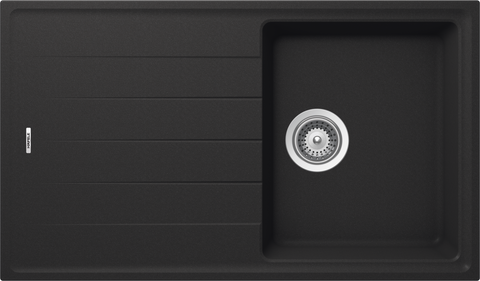 Häfele Quartz Single Bowl Sink with drainer in black onyx