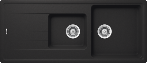Häfele Quartz 1 & 3/4 Bowl Sink in black onyx