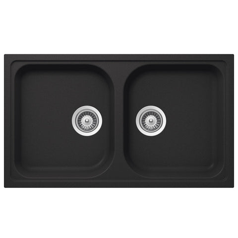 Häfele Quartz Double Bowl Sink in black onyx