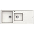Häfele Quartz 1 & 3/4 bowl sink in Alpina with right-hand drainer