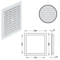 Ventilation Grill - White Version: With flanged rim Installation: For recess mounting, can be screwed in place Finish: White Ventilation: 85 cm2 Hafele