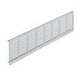 Ventilation Grill, Straight Edged, Black Version: Visible edges bevelled Installation: For press fitting, with ribbed flanges,7.5 mm straight notched on both sides,secured with screws Material: Aluminium, with ribbed flanges Finish: Black, RAL 9005 Visibl