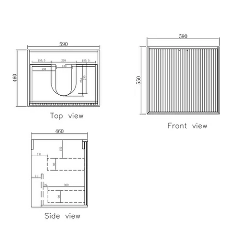 Vanity MARLO Wall Hung 600mm Matte Black