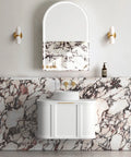 600mm bathroom cabinet curve white with handle  hamptons style