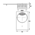 Cable Management: Two-Piece Rectangular Type: Two-piece, rectangular Drilling: Drilling Ø60 or Ø80 mm, with flexible brush seal Material: Zinc, die-cast Mounting: Push in Finish: Chrome plated, polishedChrome plated, mattStainless steel coloured, matt Haf