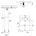 Rondella Table Leg - Cylindrical Features: Steel square mounting plate with M10 boldLeg, with internal M10 thread screws into mounting plate Material: Steel plated or powder-coated legsMounting plate: SteelGlide: Plastic Finish: Mounting plate: BlackGlide
