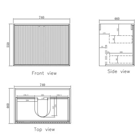 Vanity MARLO Wall Hung 750mm Matte Black