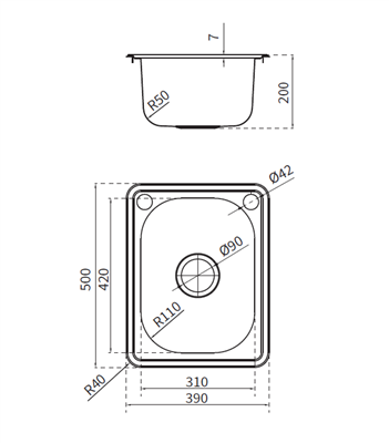 Platinum Laundry Tub with Bypass Kit | 390 & 600