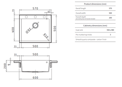 Platinum Quartz Single Bowl Sink