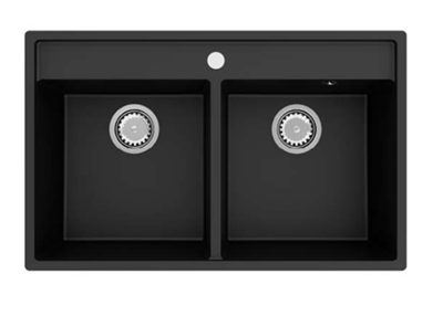 Platinum Quartz Carbon Black 790 Double Bowl 1th