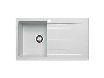 Platinum Quartz Single Bowl Sink — Arctic White | 860mm