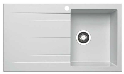 Platinum Quartz Single Bowl Sink — Arctic White | 860mm