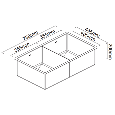 Abey Piazza Sink Cr340d Double Square Bowl