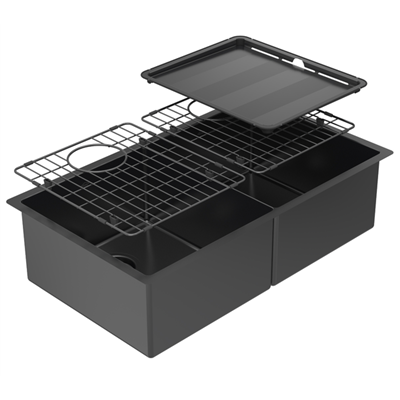 Abey Piazza Cr340db Double Bowl Black Pearl