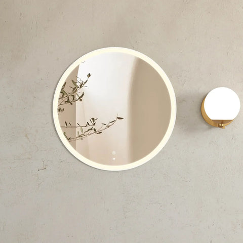 BONDI LED Round Metal Frame Mirror 800x800mm Matte White