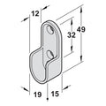 Oval Rail End Support 2pk | 2 Finishes Material: Zinc alloy Finish: Silver PaintedBlack Mounting: Screw fixing to side panel, into 32 mm series drilled holes, with 3 screw holes Dimensions: 19 x 15 x 49 mm Packing: 2 pieces Suitable with following product