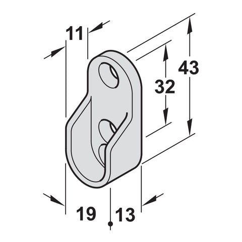 Rail End Support for Oval Wardrobe Rail | Nickel plated..