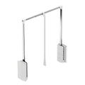 2004 Wardrobe Lift Material: Arm and clothes rail: SteelPull rod, housing and connecting parts: Plastic Finish: White and chrome railBlack and chrome rail Installation: For screw fixing to side panel Load bearing capacity: 1.6 - 10 kg For internal cabinet