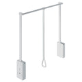Wardrobe Lift Material: Clothes arm and rail: SteelPull rod, housing and connecting parts: Plastic Finish: WhitePull rod: Transparent Features: Integrated soft opening mechanism Load bearing capacity: 10 kg For internal cabinet width: 560 - 950 mm Install