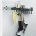 Hafele Universal Pullout Storage Rack Kit includes 2 x Trays10 x Hooks2 x Spacer brackets and fixing material Profile Material Bar and hooks: SteelTrays: Plastic Finish Anthracite Installation For screw fixing to the wall Dimensions (WxDxH) 108 x 465 x 11
