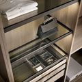 Glass Shelf Frame Brown Finish: Anodised aluminium bronze Suitable for: Glass or solid shelf (not supplied)Wardrobe rail can be fitted Height: 52mm Carcase Width: 600 or 900mm Supplied with: Fixing material Note: Loox LED lighting not supplied and can be