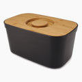 Bread Bin with Bamboo Lid Keep all your bread, rolls and pastries fresher for longer in this stylish bread bin, with a specially designed bamboo lid that doubles as a cutting board for chopping up your bread. Easy-clean storage bin with non-slip base Reve