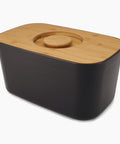 Bread Bin with Bamboo Lid Keep all your bread, rolls and pastries fresher for longer in this stylish bread bin, with a specially designed bamboo lid that doubles as a cutting board for chopping up your bread. Easy-clean storage bin with non-slip base Reve