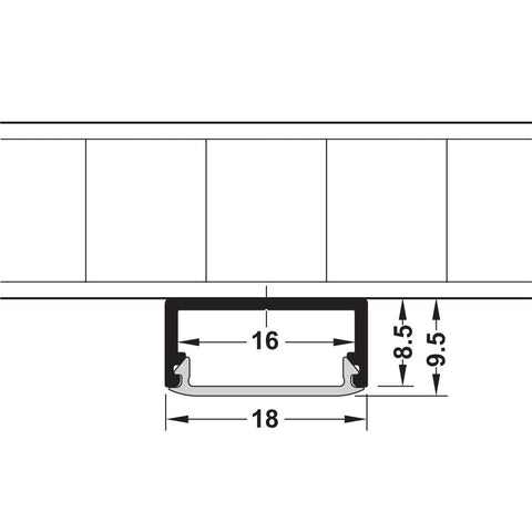 Häfele Aluminium Profile for Surface Mounted Strip Lights in silver anodised