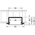 Aluminium Profile for Recess Mounting Material: Aluminium Finish/colour: Silver Coloured Anodised Cover: Milky The material is dyed. Creates a homogeneous surfacedirected light with uniform intensity. The light appears “softâ€? Length (mm): 2,500 Width (m
