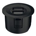 USB Charger Station Cover Ring: Round or Square Material/ Finish: Plastic, Matt BlackPlastic, Matt Nickel Plated Installation: For mounting in drilled hole, for clamp fixing Drill hole Ø: 35 mm Output voltage: 5 V Output Current: 2 A Power Consumption: 3M