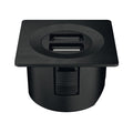 USB Charger Station Cover Ring: Round or Square Material/ Finish: Plastic, Matt BlackPlastic, Matt Nickel Plated Installation: For mounting in drilled hole, for clamp fixing Drill hole Ø: 35 mm Output voltage: 5 V Output Current: 2 A Power Consumption: 3M