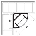 Aluminium Profile for Corner Mounting Material: Aluminium Finish/colour: Silver Coloured Anodised Cover: Milky The material is dyed. Creates a homogeneous surfacedirected light with uniform intensity. The light appears “softâ€? Length (mm): 2,500 Width (m